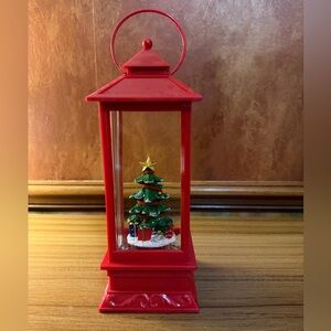 Lighted LED Glitter/Water Christmas Tree Lantern  (CHRISTMAS TREE WATER) Red